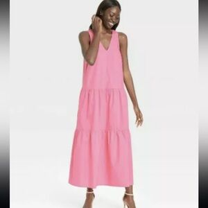 Who What Wear • Maxi Dress • Tiered • Pink • XS • Pockets